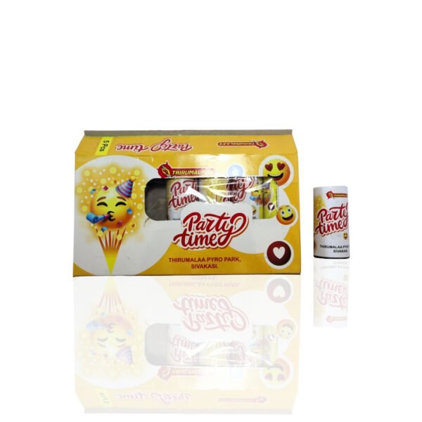 yellow spark fountains, party time crackers, flower pots, fancy fountains
